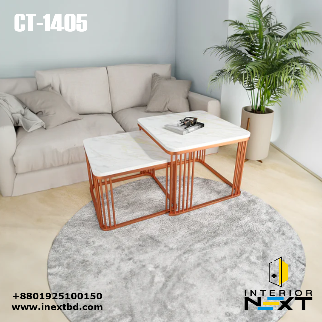 Square Copper Nesting Coffee Table Set of 2