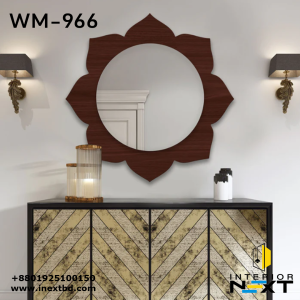 Flower Shape Designer Wooden Wall Mirror