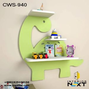 Dinosaur Shaped Wooden Wall Shelf for Kids