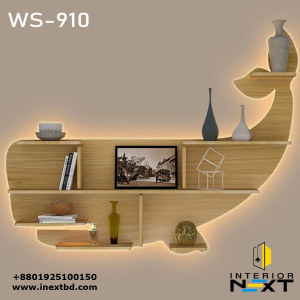 Whale Backlit Wooden Wall Shelf
