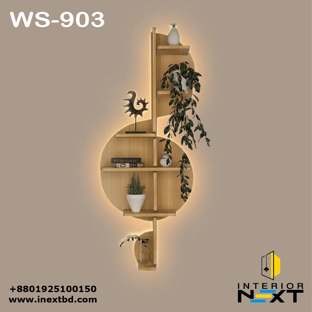 Music Note Backlit Wooden Wall Shelf